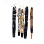 A Merlin fountain pen with nib stamped 14K-585, a Merlin fountain pen with nib stamped 14K-585, a