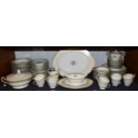 A Noritake Alden pattern part dinner / tea service including serving plates tureens and teacups