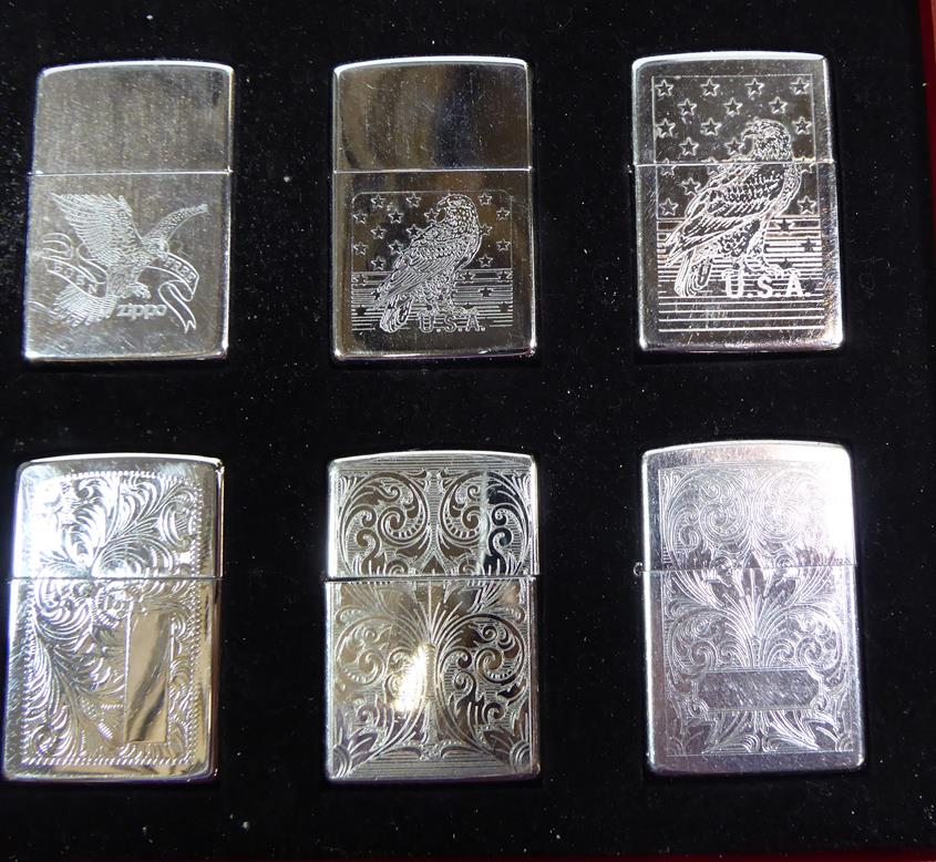 ~ Two collectors display cases each containing forty Zippo lighters over two layers, US Navy, - Image 10 of 17