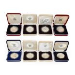 A collection of 8 x One Ounce Silver Proof Coins consisting of: Lesotho, 1981 silver proof thirty