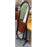 A mahogany cheval mirror, 153cm high