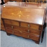 An Edwardian mahogany inlaid bureau, 107cm by 50cm by 100cm high