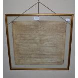 ~ A 16th century Spanish vellum document in gilt frame, inked on both sides and dated 1511, document