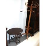A bentwood hat stand, 198cm, together with a barley twist gateleg occasional table