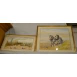 DM & EM Alderson (later 20th century) Plough team of dapple grey heavy horses, signed and dated