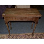 A George II mahogany fold-over tea table, 80cm by 38cm by 74cm high