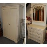 Selva, an Italian made two door wardrobe, 117cm by 58cm by 195cm, a matching five drawer chest and