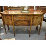 A George III crossbanded and inlaid bow fronted sideboard, 152cm by 56cm by 95cm high