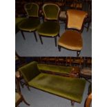 A Victorian chaise lounge, together with a nursing chair of similar date and two bedroom chairs (4)
