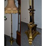 A Regency style gilt metal standard lamp