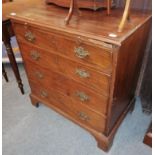A George III mahogany bachelors chest of drawers, with four long graduated drawers and a dressing