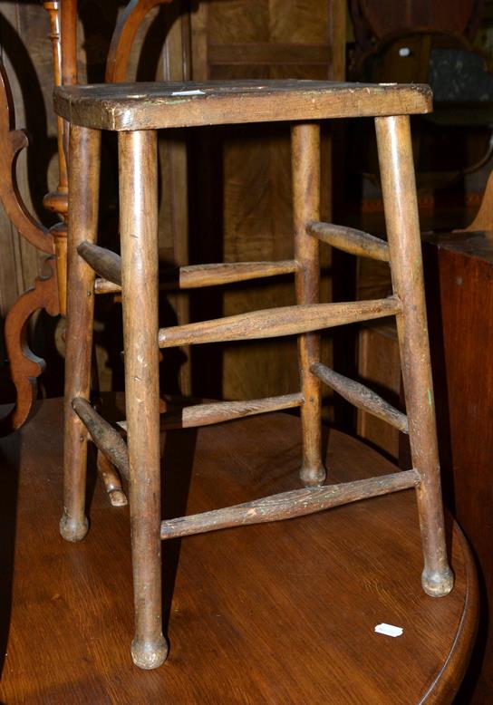 A walnut occasional table, 72cm high, a Georgian oak tripod table, 59cm high, a desk top writing - Image 3 of 3