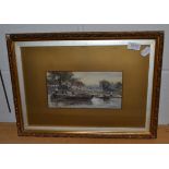 British School (19th century), Laden vessels moored at a bankside, indistinctly signed and dated