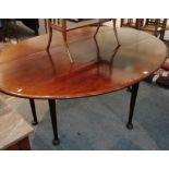 An 18th century style oval gateleg table, 195cm by 145cm open by 74cm high