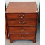 A 19th century four high mahogany chest with twin brass carrying handles, 56cm by 45cm by 75cm high