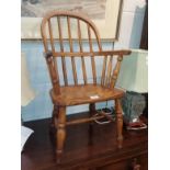 A child's elm Windsor armchair