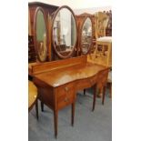 An Edwardian inlaid satinwood dressing table, 130cm by 65cm by 179cm high