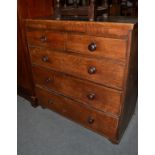 A 19th century oak four high straight fronted chest of drawers, 111cm by 53cm by 115cm high