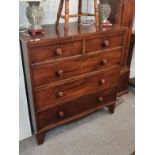 A 19th century cross banded mahogany straight front four high chest of drawers, 107cm by 50cm by