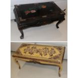 ~ A painted chinoiserie coffee table 100cm by 48cm by 44cm high, together with another chinoiserie