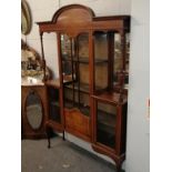 An Edwardian inlaid mahogany mirrored and glazed display case, 137cm by 23cm by 198cm high