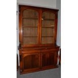 An imposing Victorian mahogany glazed bookcase cabinet 156cm by 55cm by 229cm high