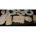 Assorted Mainly 19th Century Lace, comprising a white lace stole appliquéd with decorative tape