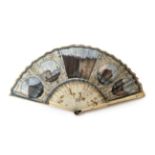 A Late 18th Century Grand Tour Fan with several Italian views and corresponding written detail,