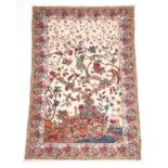 Indian Printed Cotton Bed Cover, depicting a central image of the Tree of Life, with birds and