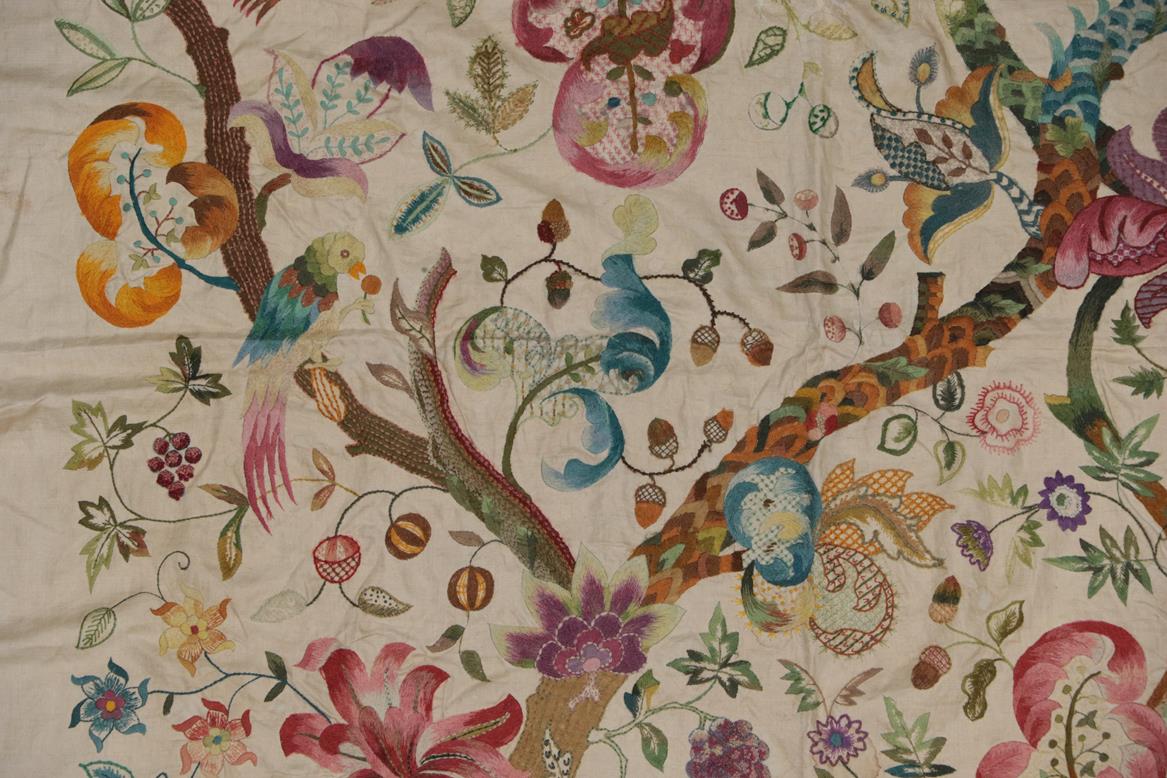 Large Circa 1940s Wool Work Panel, decorated with a central tree, with a foreground of flowers, - Image 3 of 12