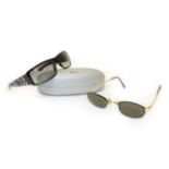 Pair of Dior Black Framed Sun Glasses, with diamante set arms in a fitted Dior case; Pair of Cartier