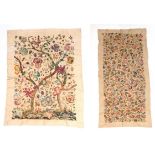 Large Circa 1940s Wool Work Panel, decorated with a central tree, with a foreground of flowers,