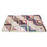 Late 19th Century Log Cabin Cot Quilt, the small red square to the centre depicts a fire in the
