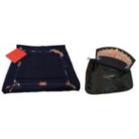 Must de Cartier Navy Blue Silk Mounted Bag, with dustbag and card box; and a Must de Cartier Navy