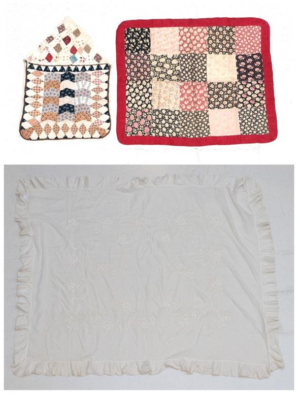 Late 19th Century Bedding and Accessories, comprising a patchwork pyjama case of envelope form,