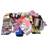 Assorted Silk and Other Scarves, comprising Harrods, Gucci, Christian Dior, Ferragamo, Valentino,