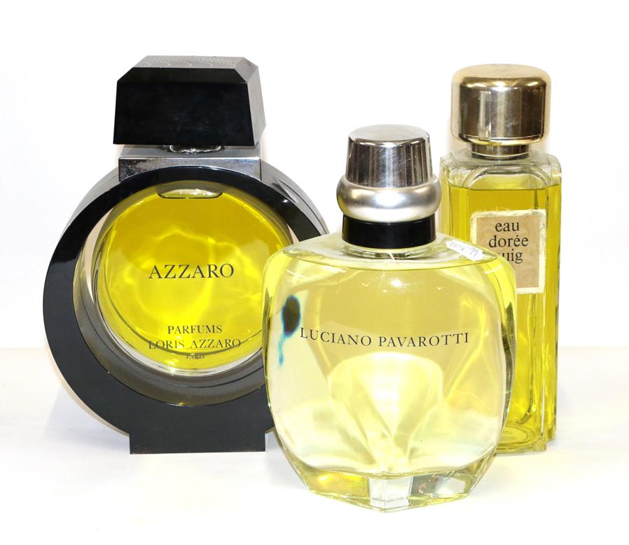 Large Azzaro by Loris Azzaro Paris Dummy Factice in a circular glass bottle, held within a