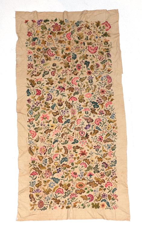 Large Circa 1940s Wool Work Panel, decorated with a central tree, with a foreground of flowers, - Image 7 of 12