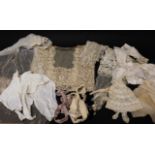 Assorted Late 19th Century Lace and Costume Accessories, comprising three bonnet veils and a lappet;