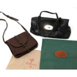 Mulberry Black Leather Small Bayswater Handbag, with postmans lock, two shoulder straps, enclosing a