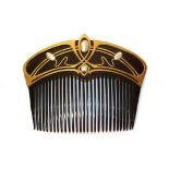 A Gold and Pearl Hair Comb, Possibly French, With English Import Mark for Barnet Henry Joseph,