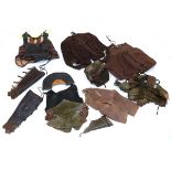 Two Ladies Theatrical Leather Armour Costumes, comprising handmade leather bodice,