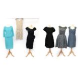 Assorted Circa 1950-60s Ladies' Cocktail and Evening Wear, comprising a Dermore of Mayfair blue