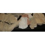 Assorted Lace Costume Accessories and Other Items, comprising toddler's cream silk dress, another in
