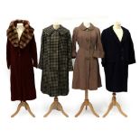 Four Circa 1940-50s Ladies' Coats, comprising a Romanza of London black and white checked wool coat,