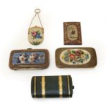 A Group of Decorative Victorian Cases, comprising a leather mounted case with gilt metal hinged