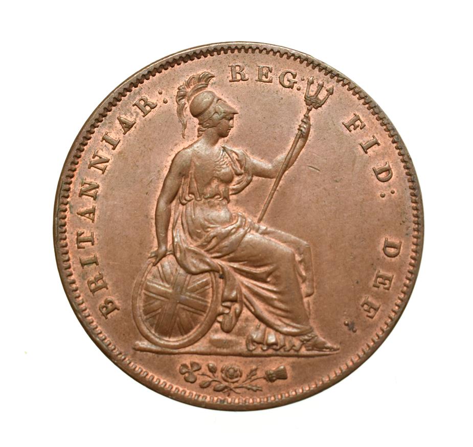 Victoria, 1848 Penny. Obv: Young head left, W.W. on truncation, 1848 below. Rev: Britannia seated - Image 2 of 2