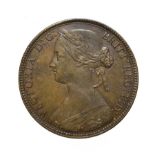 Victoria, 1860 Penny. ''Bun head'' type. Obv: 1, Laureate and draped bust left, hair tied in a