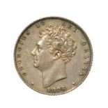 George IV, 1826 Sixpence. Obv: Bare head of George IV left. Rev: Lion on crown. S. 3815.