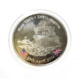 2004, Silver Proof 5oz commemorative coin. Struck to commemorate to handover of Cunard Line's